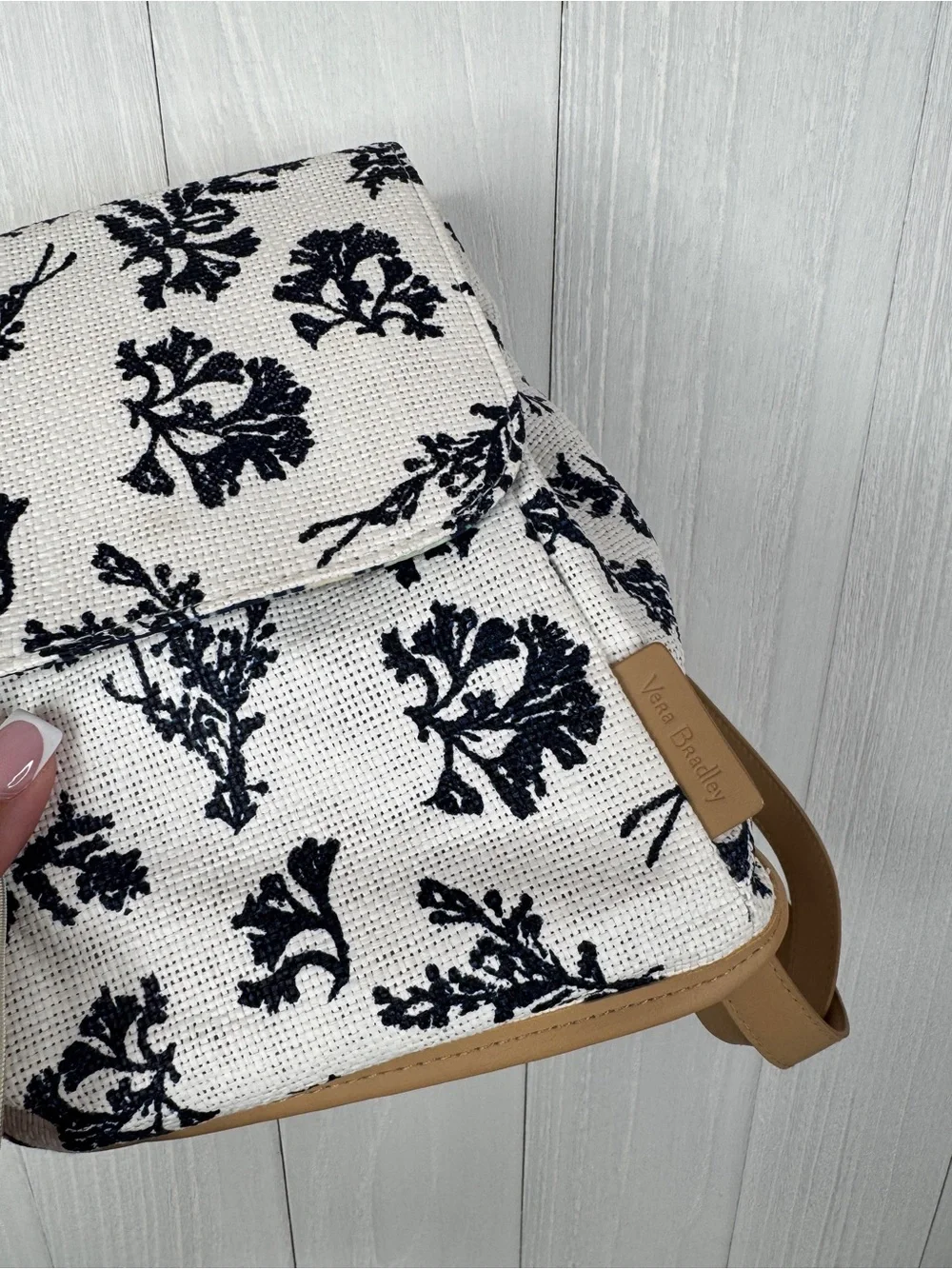 Vera Bradley Straw Mini Backpack in Adrift Coral Blue